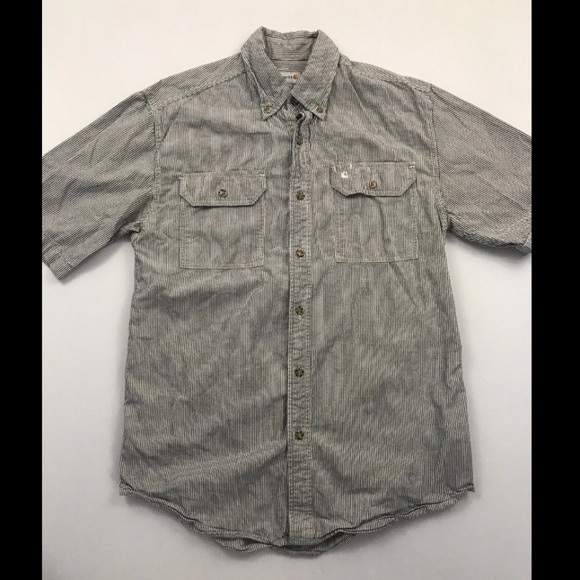 Carhartt Other - Carhartt Blue Striped Short Sleeve Button Front